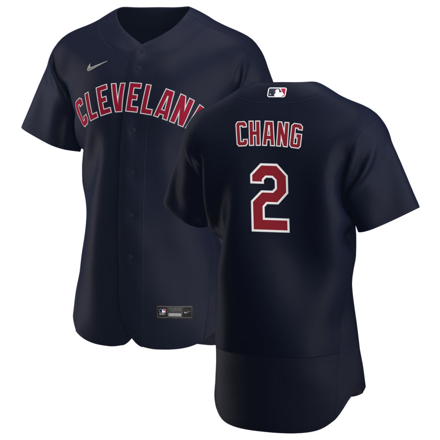 Cleveland Indians #2 Yu Chang Men Nike Navy Alternate 2020 Authentic Player MLB Jersey